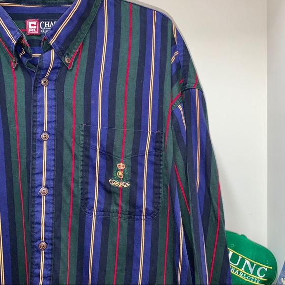 Vintage 90s Ralph Lauren Chaps Mens Button Down Striped  Long Sleeve Shirt XL - Picture 3 of 6